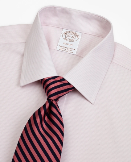 Stretch Soho Extra-Slim-Fit Dress Shirt, Non-Iron Twill Ainsley Collar Micro-Check, image 2