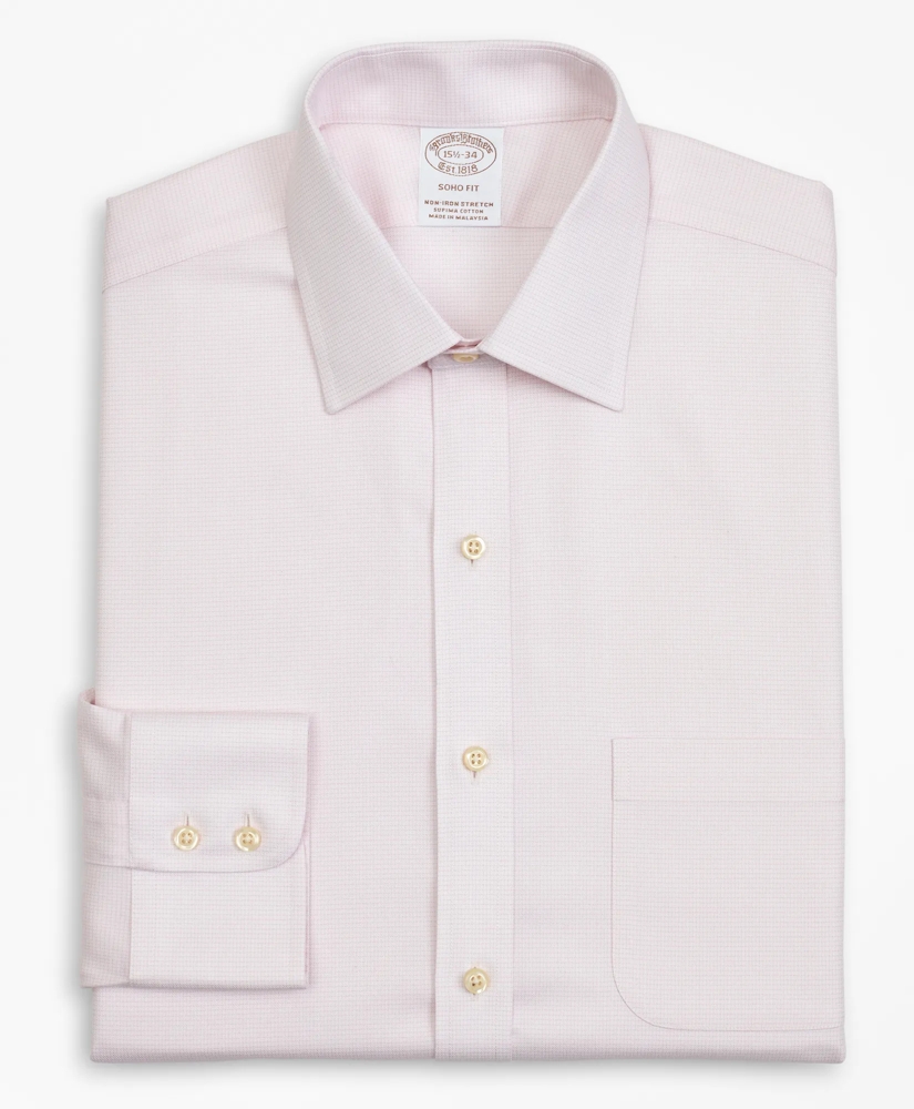 Stretch Soho Extra-Slim-Fit Dress Shirt, Non-Iron Twill Ainsley Collar Micro-Check, image 4