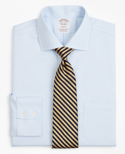 Stretch Soho Extra-Slim-Fit Dress Shirt, Non-Iron Twill English Collar Micro-Check, image 1