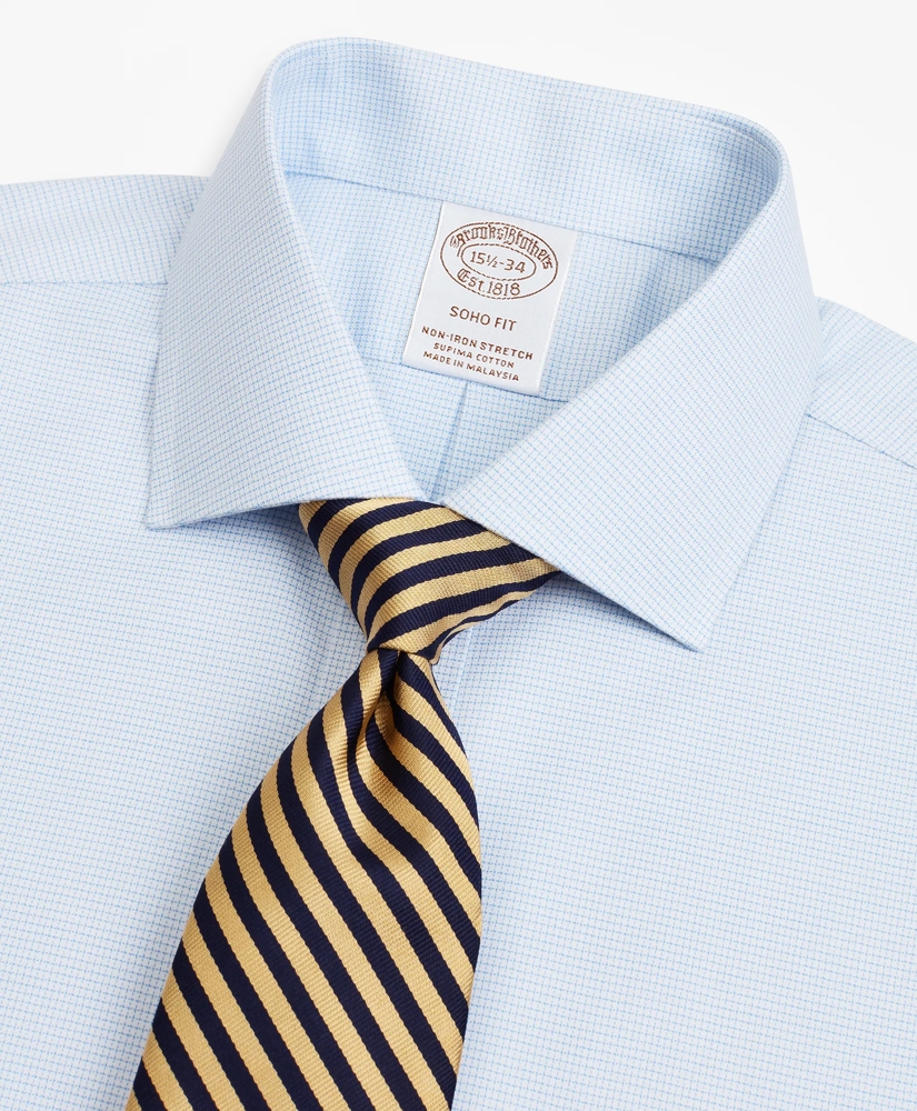 Stretch Soho Extra-Slim-Fit Dress Shirt, Non-Iron Twill English Collar Micro-Check, image 2