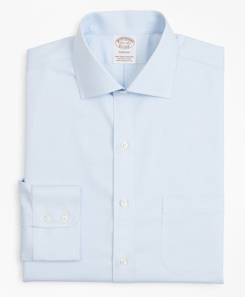 Stretch Soho Extra-Slim-Fit Dress Shirt, Non-Iron Twill English Collar Micro-Check, image 4