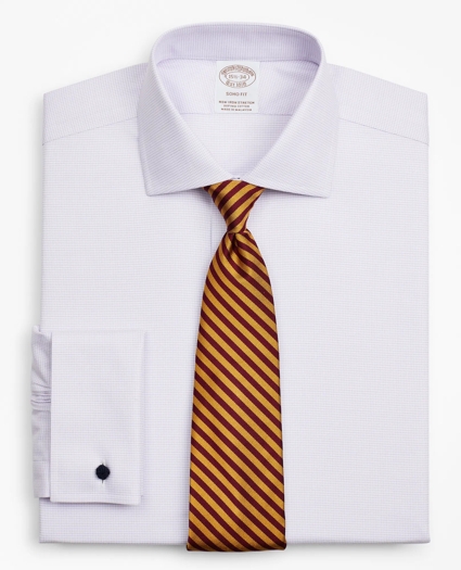 Stretch Soho Extra-Slim-Fit Dress Shirt, Non-Iron Twill English Collar French Cuff Micro-Check, image 1