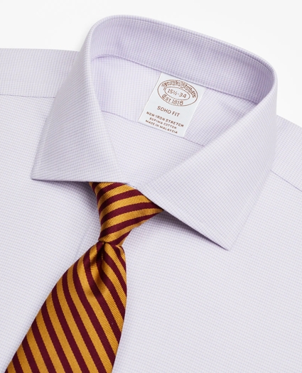 Stretch Soho Extra-Slim-Fit Dress Shirt, Non-Iron Twill English Collar French Cuff Micro-Check, image 2