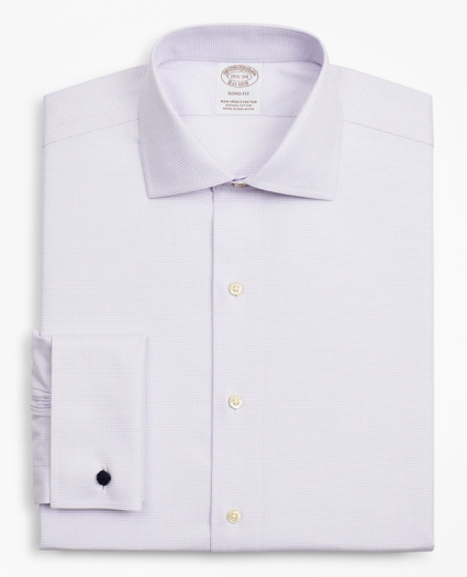 Stretch Soho Extra-Slim-Fit Dress Shirt, Non-Iron Twill English Collar French Cuff Micro-Check, image 4