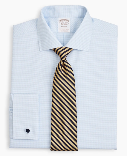 Stretch Soho Extra-Slim-Fit Dress Shirt, Non-Iron Twill English Collar French Cuff Micro-Check, image 1