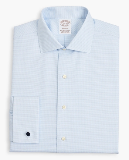 Stretch Soho Extra-Slim-Fit Dress Shirt, Non-Iron Twill English Collar French Cuff Micro-Check, image 4