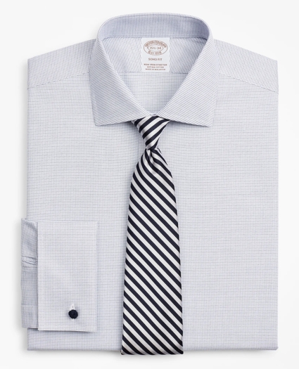Stretch Soho Extra-Slim-Fit Dress Shirt, Non-Iron Twill English Collar French Cuff Micro-Check, image 1