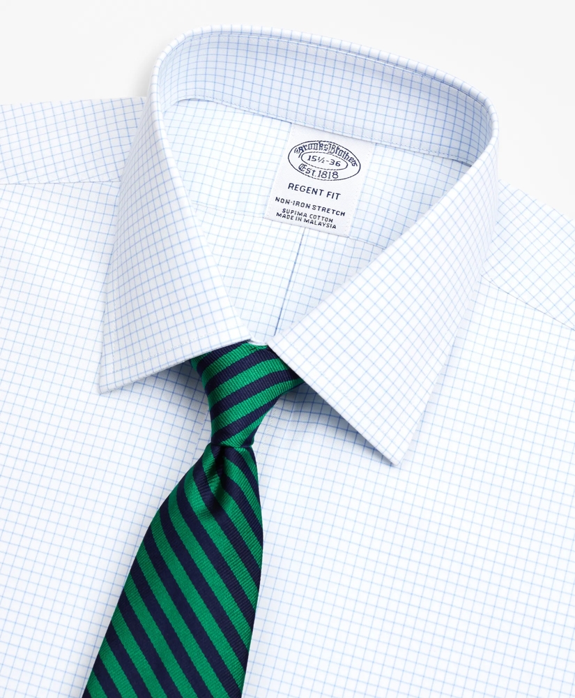 Stretch Regent Regular-Fit Dress Shirt, Non-Iron Poplin Ainsley Collar Small Grid Check, image 2