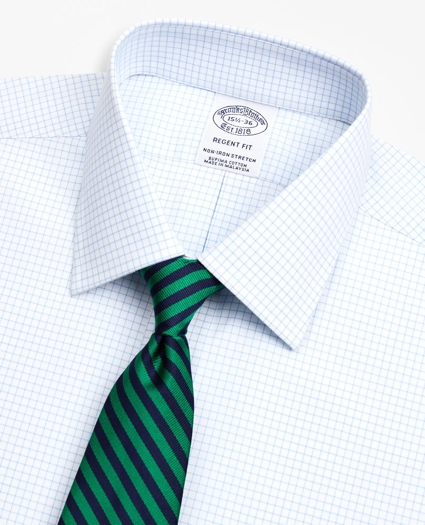 Stretch Regent Regular-Fit Dress Shirt, Non-Iron Poplin Ainsley Collar Small Grid Check, image 2