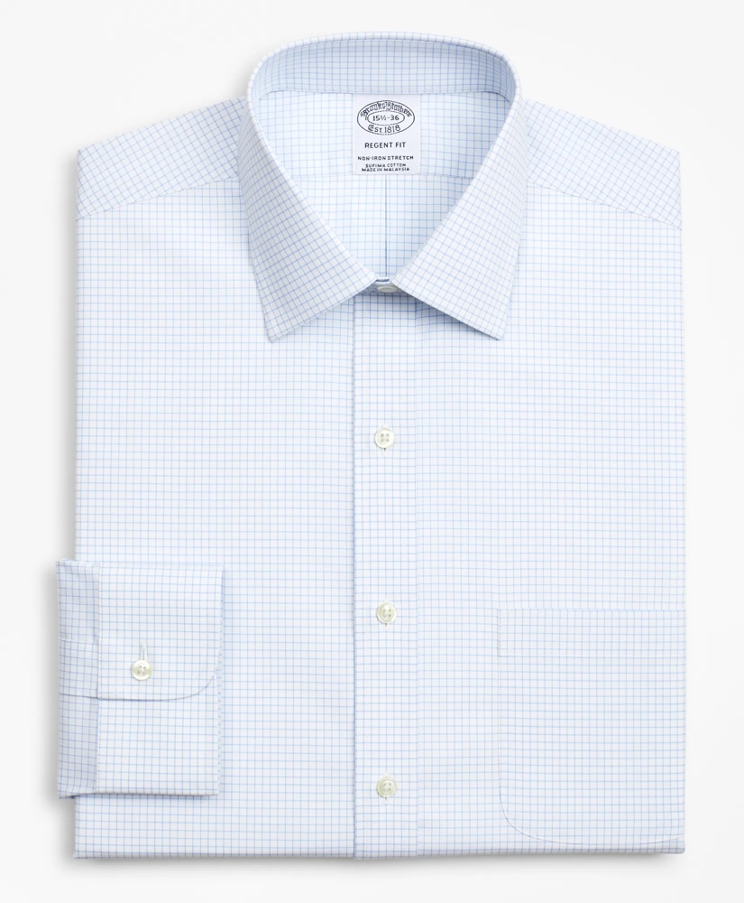Stretch Regent Regular-Fit Dress Shirt, Non-Iron Poplin Ainsley Collar Small Grid Check, image 4
