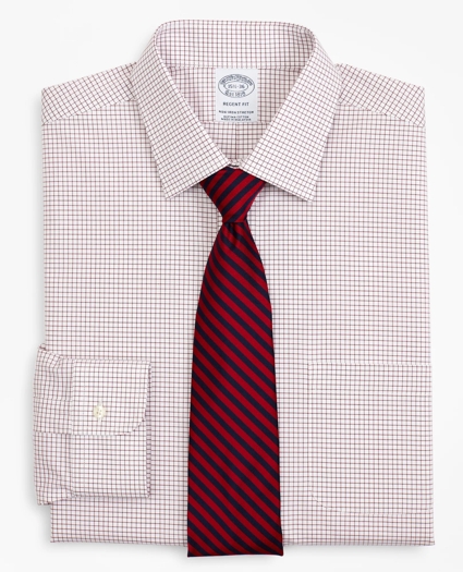 Stretch Regent Regular-Fit Dress Shirt, Non-Iron Poplin Ainsley Collar Small Grid Check, image 1