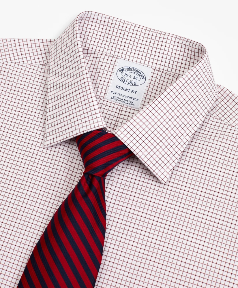 Stretch Regent Regular-Fit Dress Shirt, Non-Iron Poplin Ainsley Collar Small Grid Check, image 2