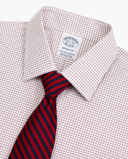Stretch Regent Regular-Fit Dress Shirt, Non-Iron Poplin Ainsley Collar Small Grid Check, image 2