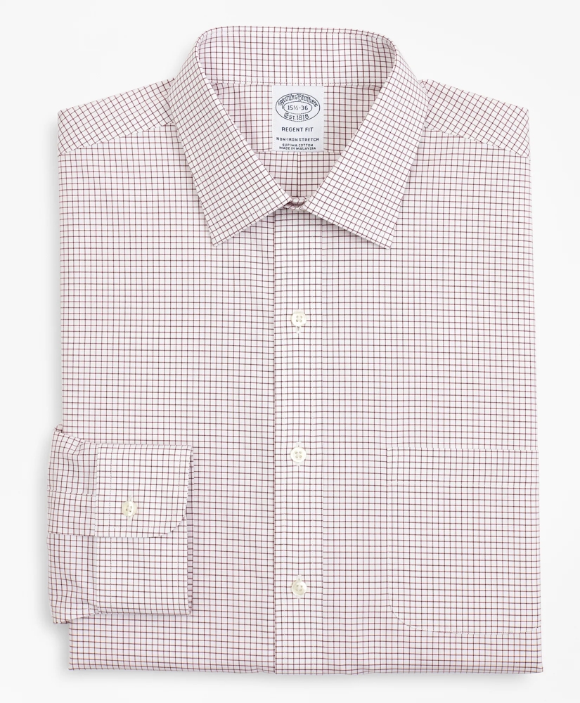 Stretch Regent Regular-Fit Dress Shirt, Non-Iron Poplin Ainsley Collar Small Grid Check, image 4