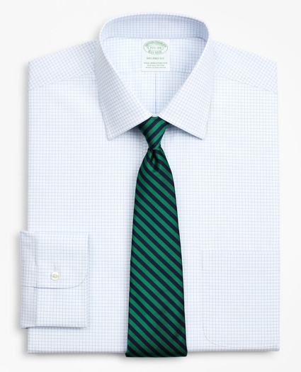Stretch Milano Slim-Fit Dress Shirt, Non-Iron Poplin Ainsley Collar Small Grid Check, image 1