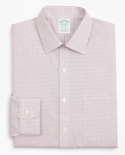 Stretch Milano Slim-Fit Dress Shirt, Non-Iron Poplin Ainsley Collar Small Grid Check, image 4