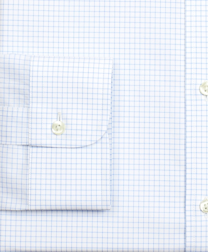 Stretch Milano Slim-Fit Dress Shirt, Non-Iron Poplin English Collar Small Grid Check, image 3