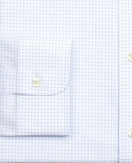 Stretch Milano Slim-Fit Dress Shirt, Non-Iron Poplin English Collar Small Grid Check, image 3