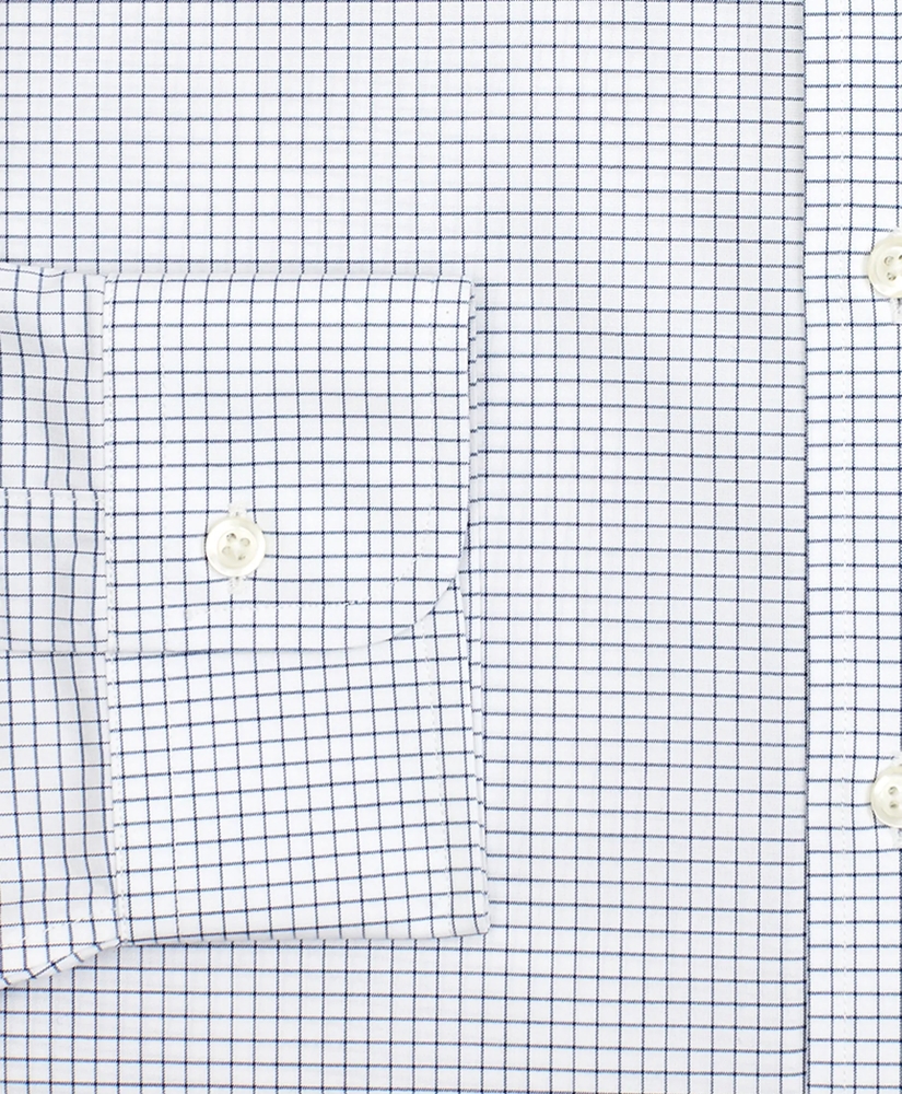 Stretch Milano Slim-Fit Dress Shirt, Non-Iron Poplin English Collar Small Grid Check, image 3