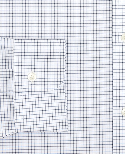 Stretch Milano Slim-Fit Dress Shirt, Non-Iron Poplin English Collar Small Grid Check, image 3