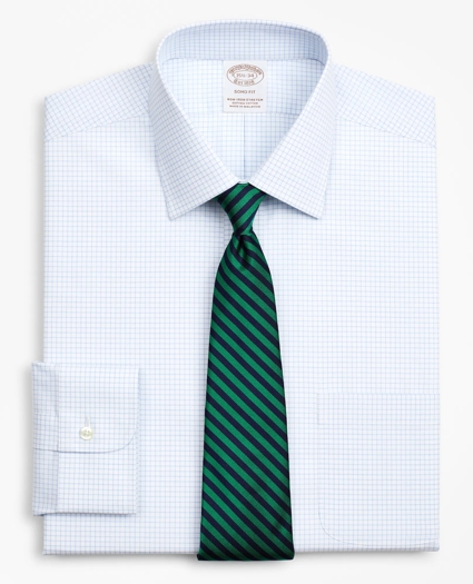 Stretch Soho Extra-Slim-Fit Dress Shirt, Non-Iron Poplin Ainsley Collar Small Grid Check, image 1