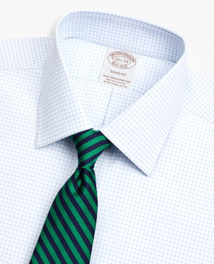 Stretch Soho Extra-Slim-Fit Dress Shirt, Non-Iron Poplin Ainsley Collar Small Grid Check, image 2