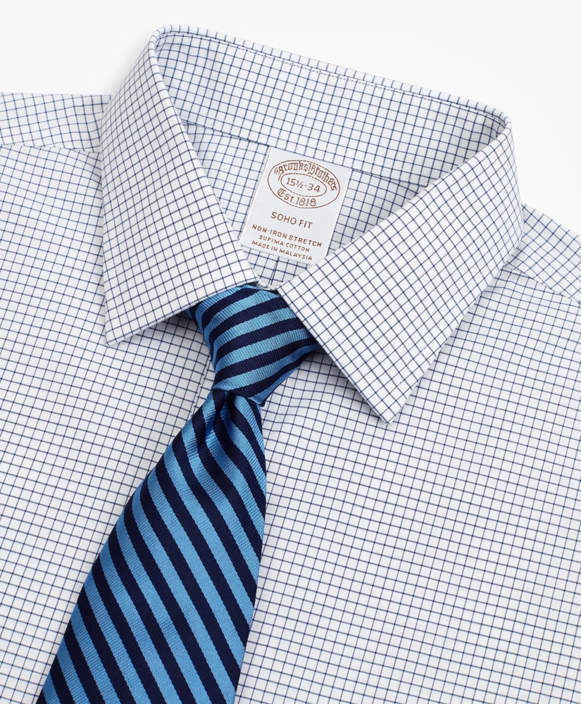 Stretch Soho Extra-Slim-Fit Dress Shirt, Non-Iron Poplin Ainsley Collar Small Grid Check, image 2