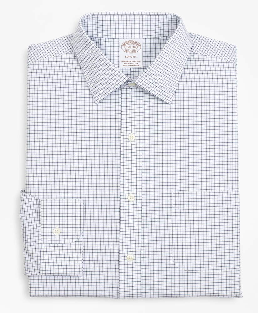Stretch Soho Extra-Slim-Fit Dress Shirt, Non-Iron Poplin Ainsley Collar Small Grid Check, image 4
