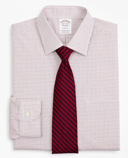 Stretch Soho Extra-Slim-Fit Dress Shirt, Non-Iron Poplin Ainsley Collar Small Grid Check, image 1