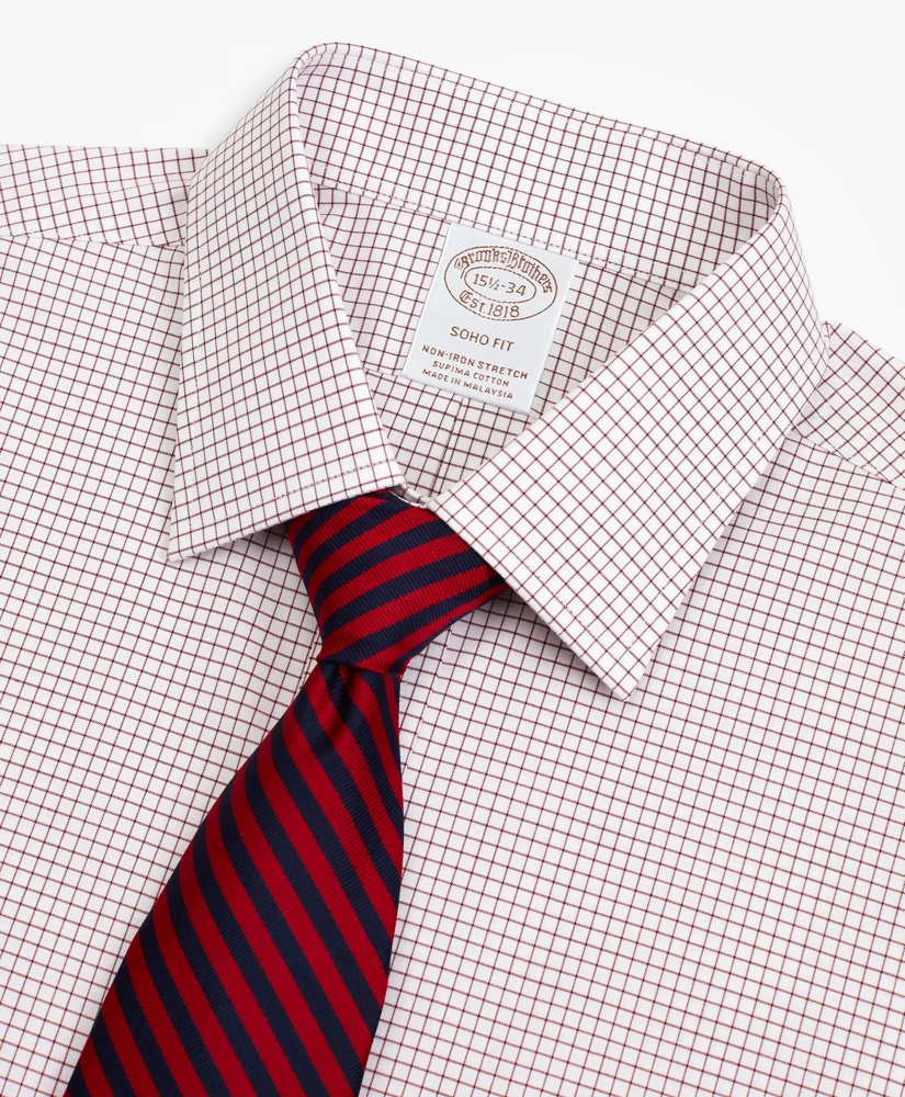 Stretch Soho Extra-Slim-Fit Dress Shirt, Non-Iron Poplin Ainsley Collar Small Grid Check, image 2