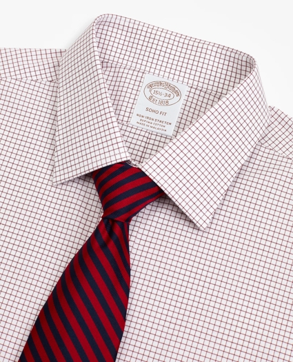 Stretch Soho Extra-Slim-Fit Dress Shirt, Non-Iron Poplin Ainsley Collar Small Grid Check, image 2