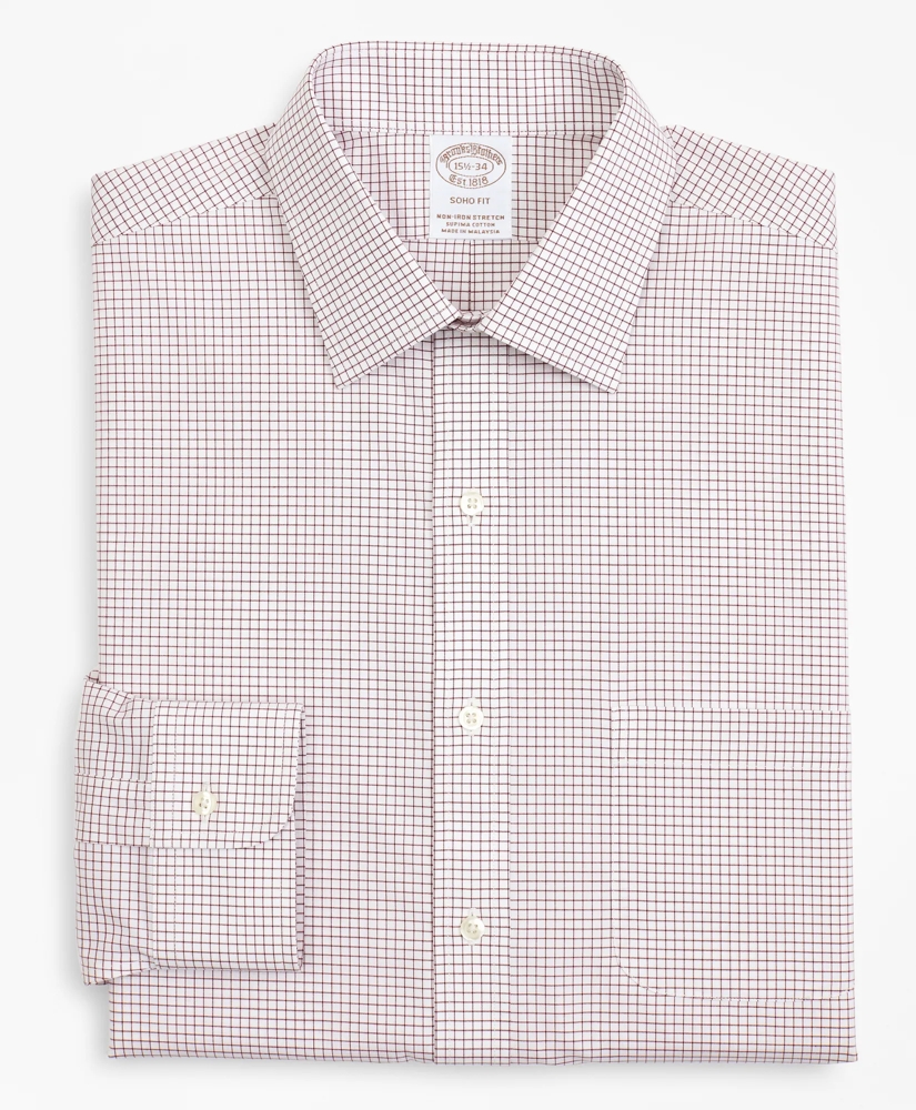 Stretch Soho Extra-Slim-Fit Dress Shirt, Non-Iron Poplin Ainsley Collar Small Grid Check, image 4
