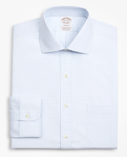 Stretch Soho Extra-Slim-Fit Dress Shirt, Non-Iron Poplin English Collar Small Grid Check, image 4