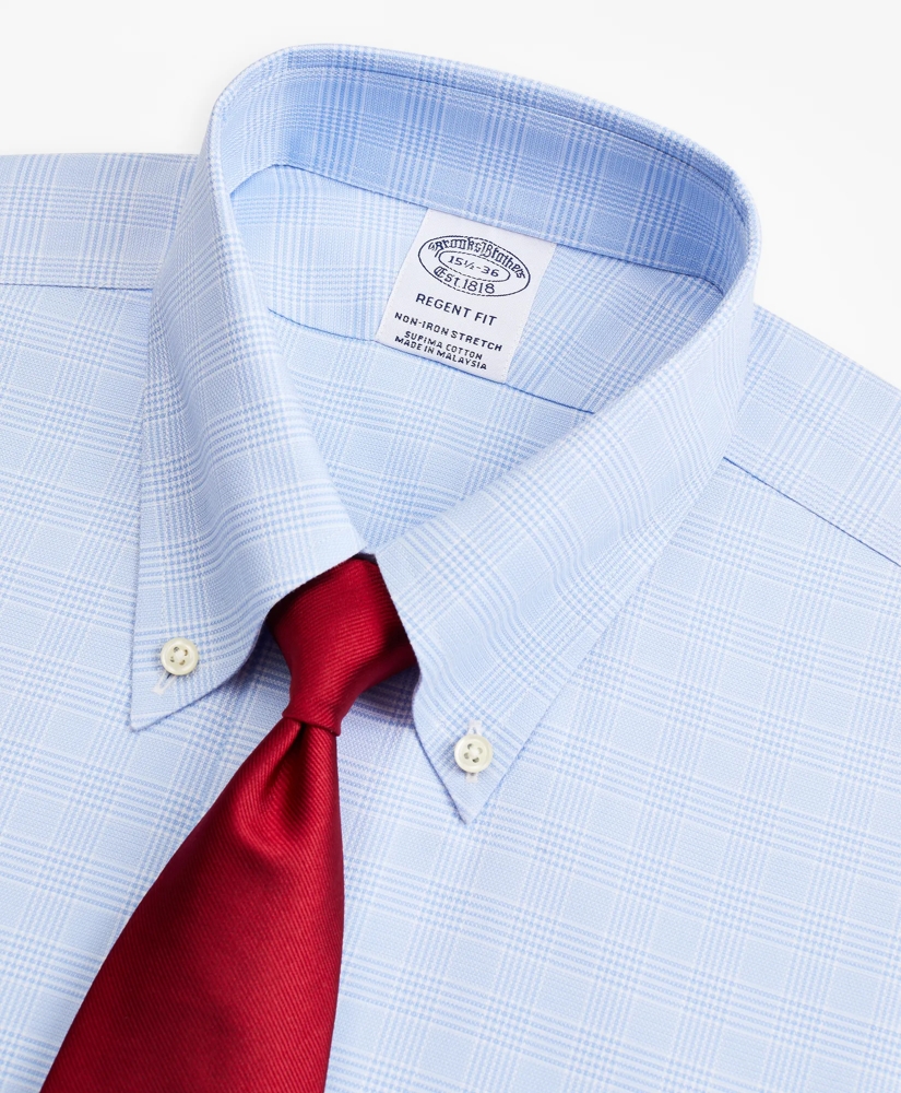 Stretch Regent Regular-Fit Dress Shirt, Non-Iron Royal Oxford Button-Down Collar Glen Plaid, image 2