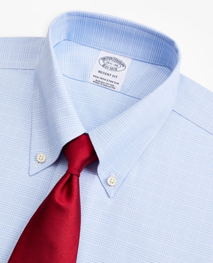 Stretch Regent Regular-Fit Dress Shirt, Non-Iron Royal Oxford Button-Down Collar Glen Plaid, image 2