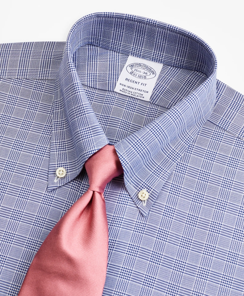 Stretch Regent Regular-Fit Dress Shirt, Non-Iron Royal Oxford Button-Down Collar Glen Plaid, image 2
