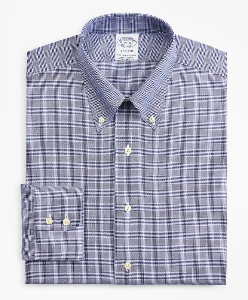 Stretch Regent Regular-Fit Dress Shirt, Non-Iron Royal Oxford Button-Down Collar Glen Plaid, image 4