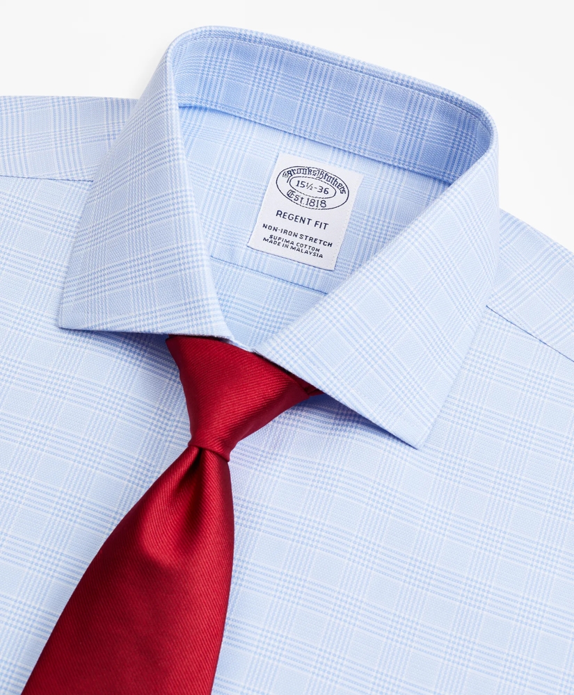Stretch Regent Regular-Fit Dress Shirt, Non-Iron Royal Oxford English Collar Glen Plaid, image 2