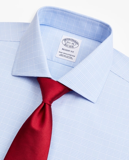 Stretch Regent Regular-Fit Dress Shirt, Non-Iron Royal Oxford English Collar Glen Plaid, image 2