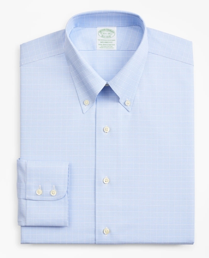 Stretch Milano Slim-Fit Dress Shirt, Non-Iron Royal Oxford Button-Down Collar Glen Plaid, image 4