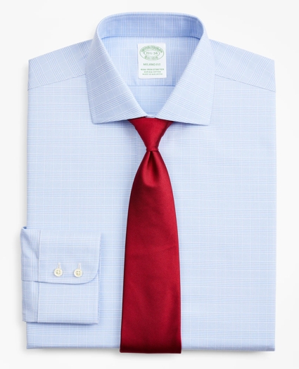 Stretch Milano Slim-Fit Dress Shirt, Non-Iron Royal Oxford English Collar Glen Plaid, image 1
