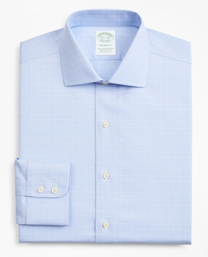 Stretch Milano Slim-Fit Dress Shirt, Non-Iron Royal Oxford English Collar Glen Plaid, image 4