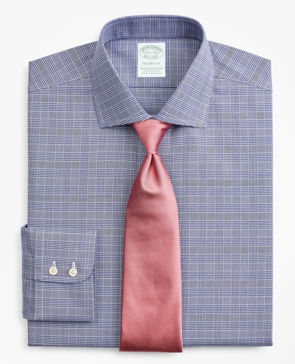 Stretch Milano Slim-Fit Dress Shirt, Non-Iron Royal Oxford English Collar Glen Plaid, image 1
