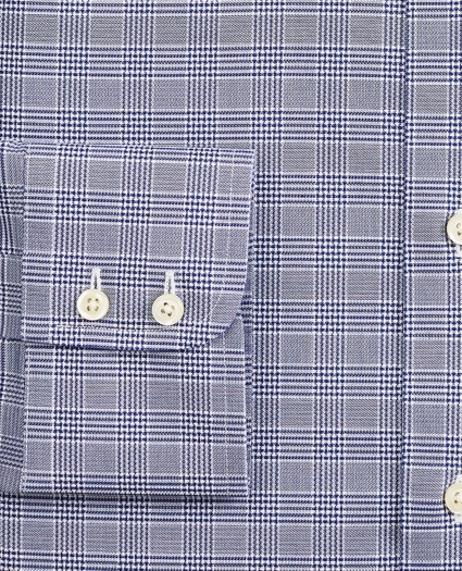 Stretch Milano Slim-Fit Dress Shirt, Non-Iron Royal Oxford English Collar Glen Plaid, image 3