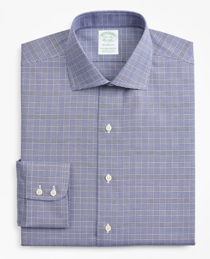 Stretch Milano Slim-Fit Dress Shirt, Non-Iron Royal Oxford English Collar Glen Plaid, image 4
