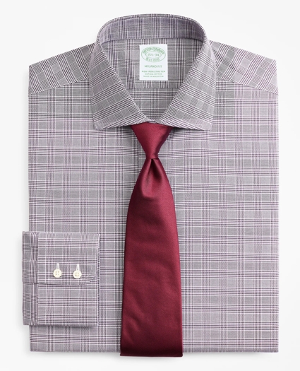 Stretch Milano Slim-Fit Dress Shirt, Non-Iron Royal Oxford English Collar Glen Plaid, image 1