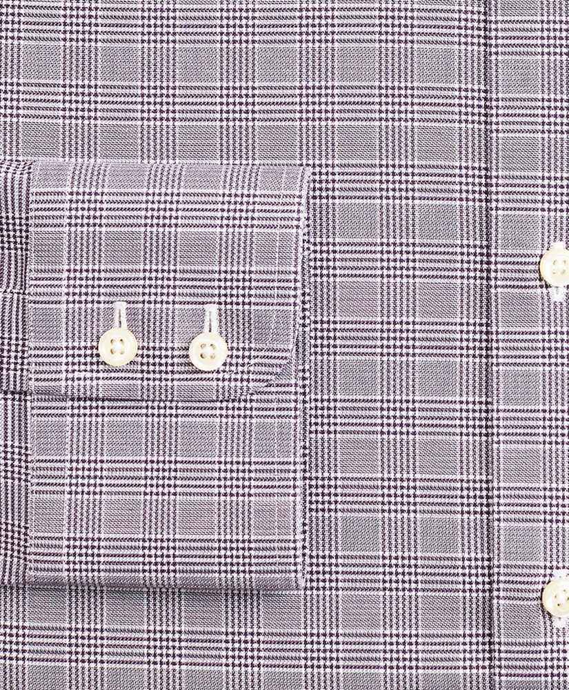 Stretch Milano Slim-Fit Dress Shirt, Non-Iron Royal Oxford English Collar Glen Plaid, image 3