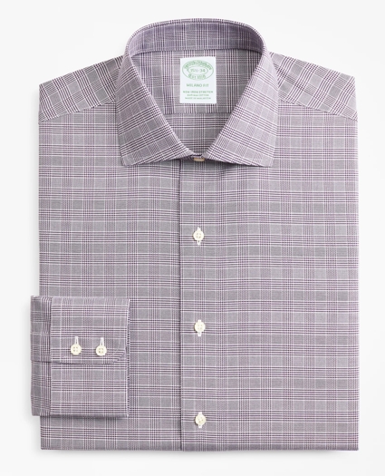Stretch Milano Slim-Fit Dress Shirt, Non-Iron Royal Oxford English Collar Glen Plaid, image 4