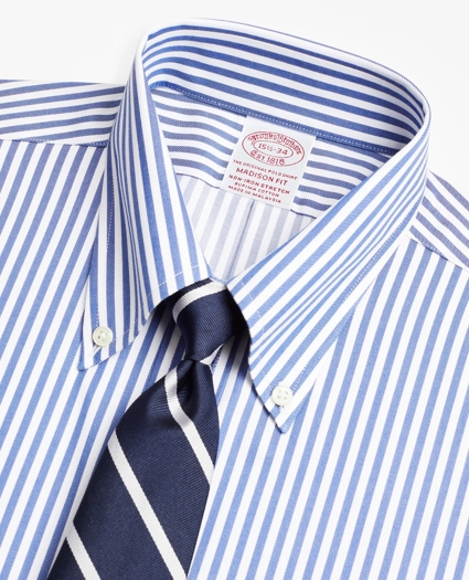 Stretch Madison Relaxed-Fit Dress Shirt, Non-Iron Twill Button-Down Collar Bold Stripe, image 2