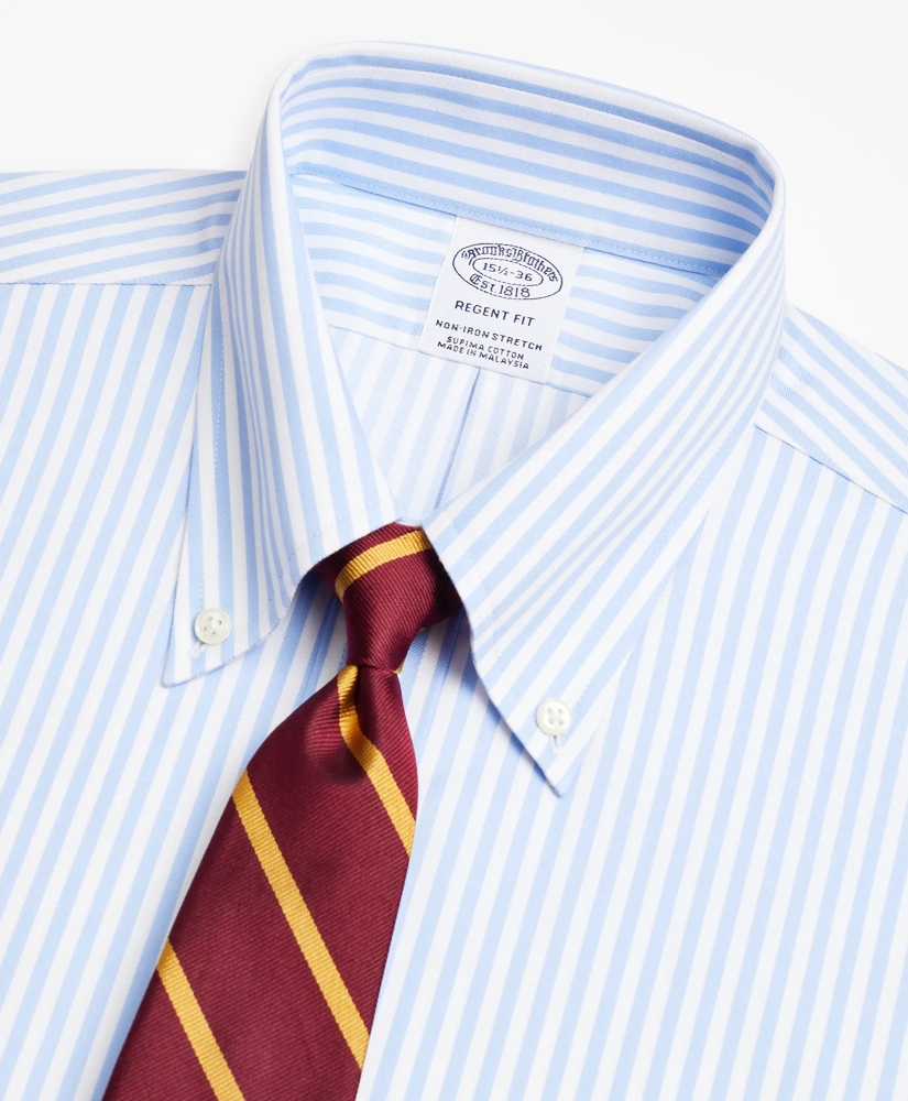 Stretch Regent Regular-Fit Dress Shirt, Non-Iron Twill Button-Down Collar Bold Stripe, image 2
